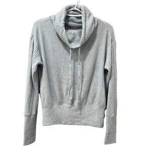 Anthropologie Women's Waffle Knit Cowl Neck Sweater Blue/Green XS